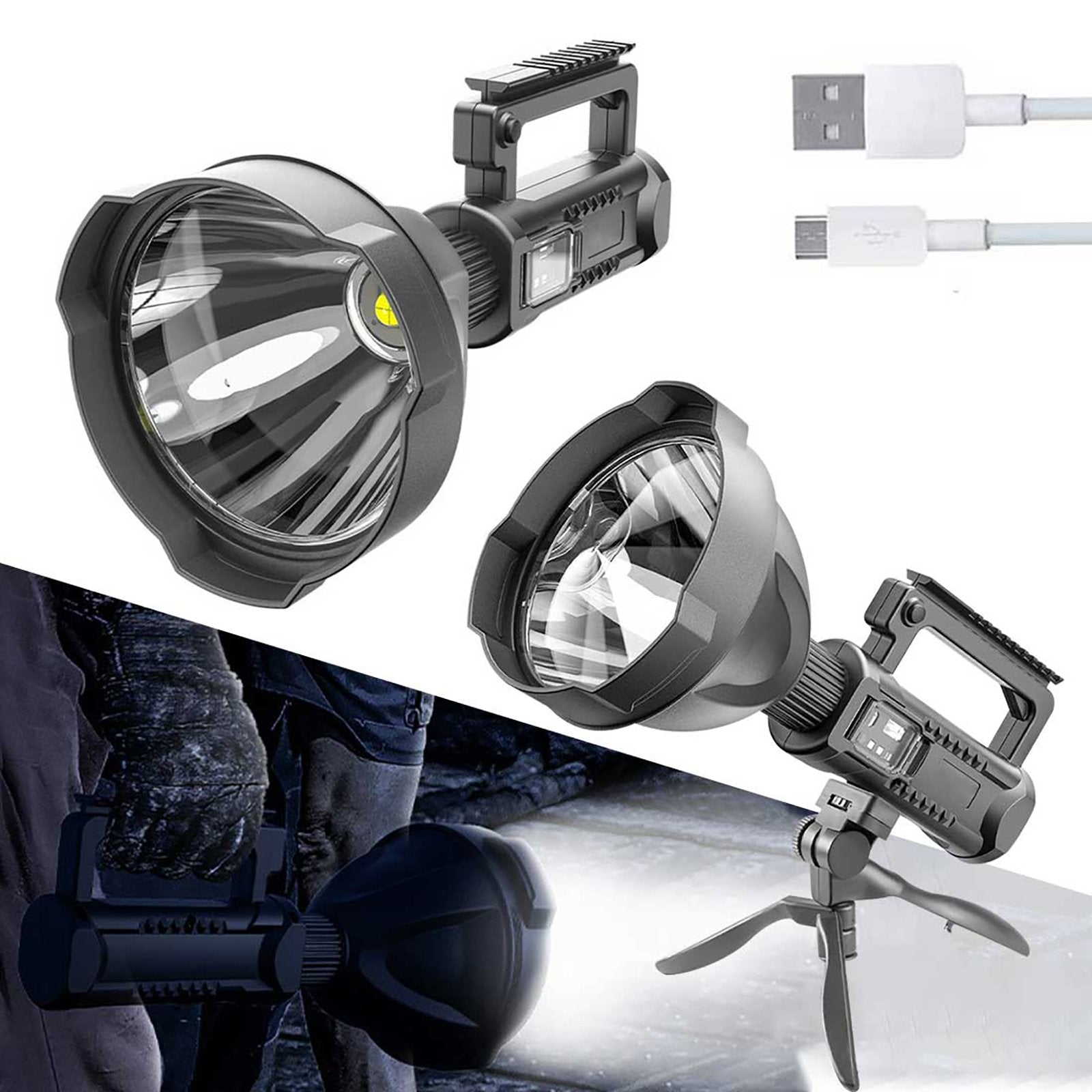 ⏰Promoción último día 49% DE DESCUENTO-Linterna de mano recargable Spotlight gothems1