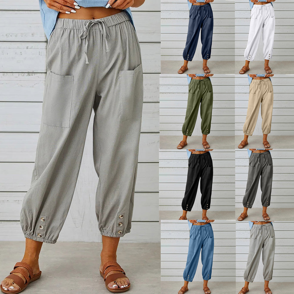 Pantalones sueltos para mujer, pierna ancha, pantalones rectos