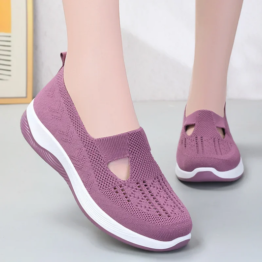🔥Último día 49% off🔥Zapatos ortopédicos transpirables para mujer con suela blanda tejida