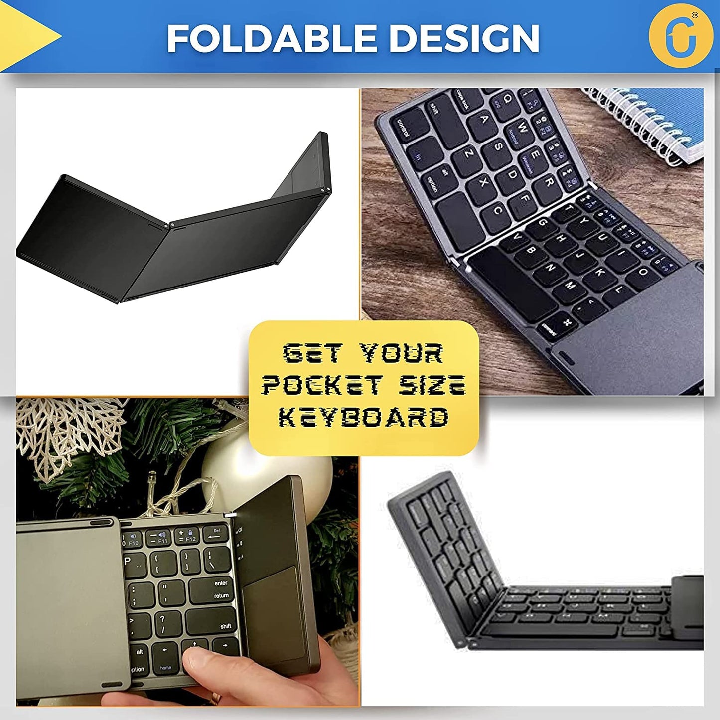 Teclado inalámbrico Bluetooth plegable para teléfono