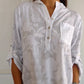 Top casual con estampado de solapa y mangas ajustables para mujer