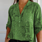 Top casual con estampado de solapa y mangas ajustables para mujer