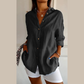 Camisa clásica con solapa y un solo pecho, plisada y texturizada para mujer ✨49% OFF✨