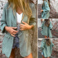 🌸Ofertas de Primavera🌸Blazer Abierto de Algodón y Lino para Mujer