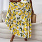 Elegante vestido largo de tirantes con estampado de limones