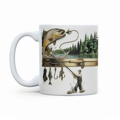 Taza de Café de Cerámica con Diseño de Pesca