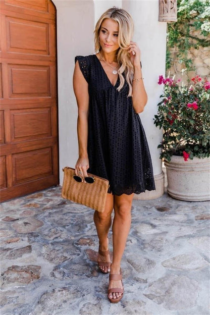 Vestido casual sexy de encaje con cuello en V?Compra 2, 10% descuento automático & Envío gratis? whatape