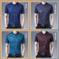Camisa de hombre estampada de manga corta en seda hielo gothems1