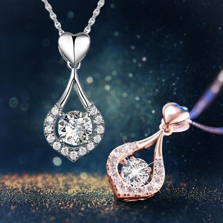 Regalo perfecto: collar de piedra de gota de agua con corazón centelleante delgadant