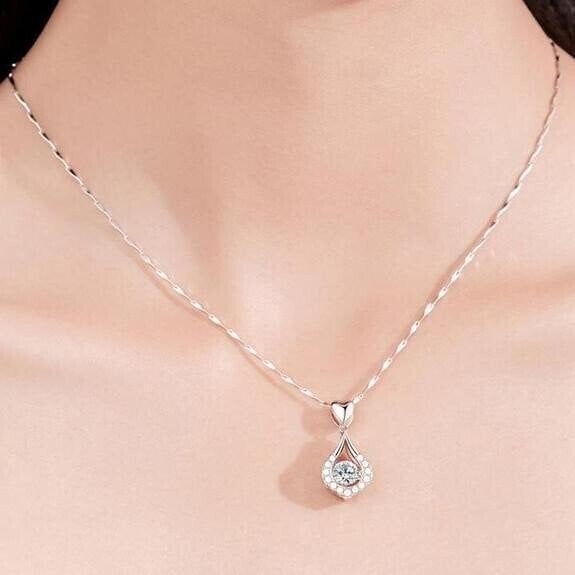 Regalo perfecto: collar de piedra de gota de agua con corazón centelleante delgadant