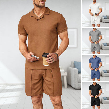 ?Summer Caliente Venta ?Traje de dos piezas casual de verano con cuello en V para hombre canadaify